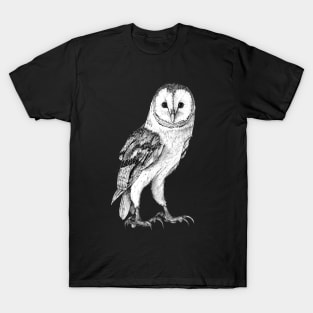 Barn Owl - Drawing In Black Pen T-Shirt